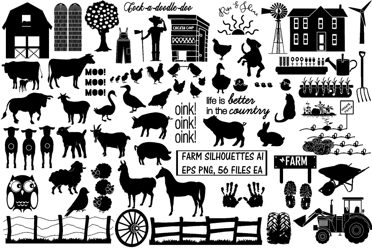 Farm & Animal Silhouettes AI EPS PNG in Illustrations - product preview 8
