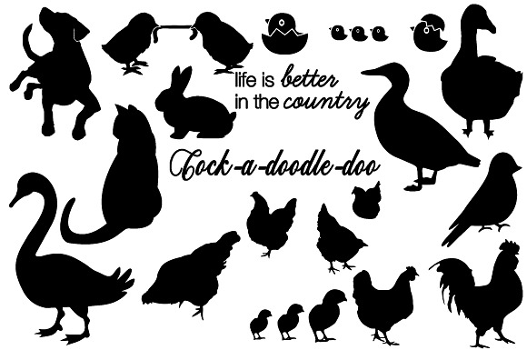 Farm & Animal Silhouettes AI EPS PNG in Illustrations - product preview 1