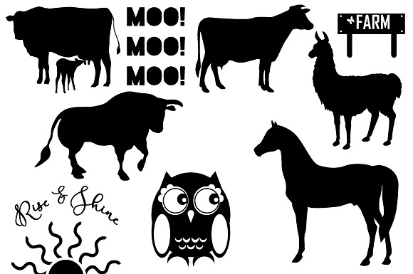 Farm & Animal Silhouettes AI EPS PNG in Illustrations - product preview 3