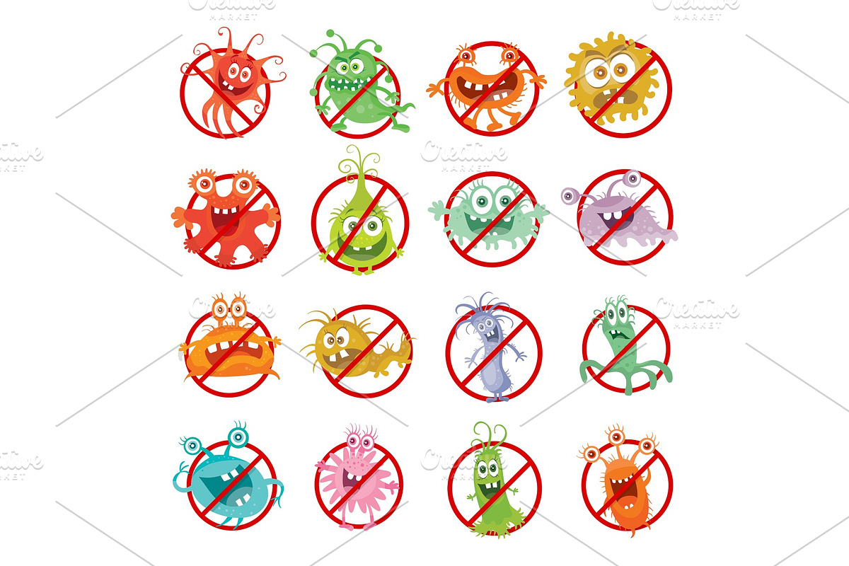Stop Bacteria Cartoon Vector in Objects - product preview 8