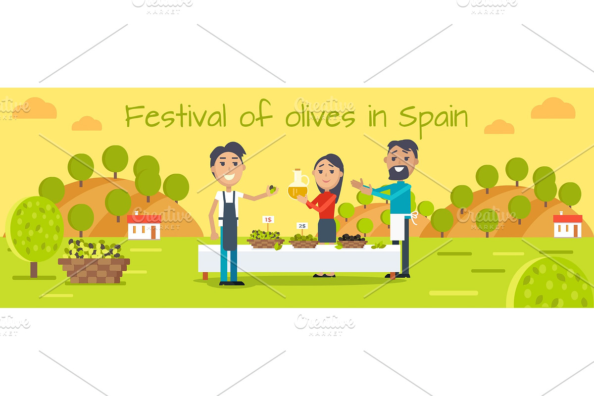 Festival of Olives in Spain Flat in Illustrations - product preview 8