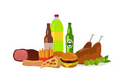 Unhealthy Food Banner Isolated on