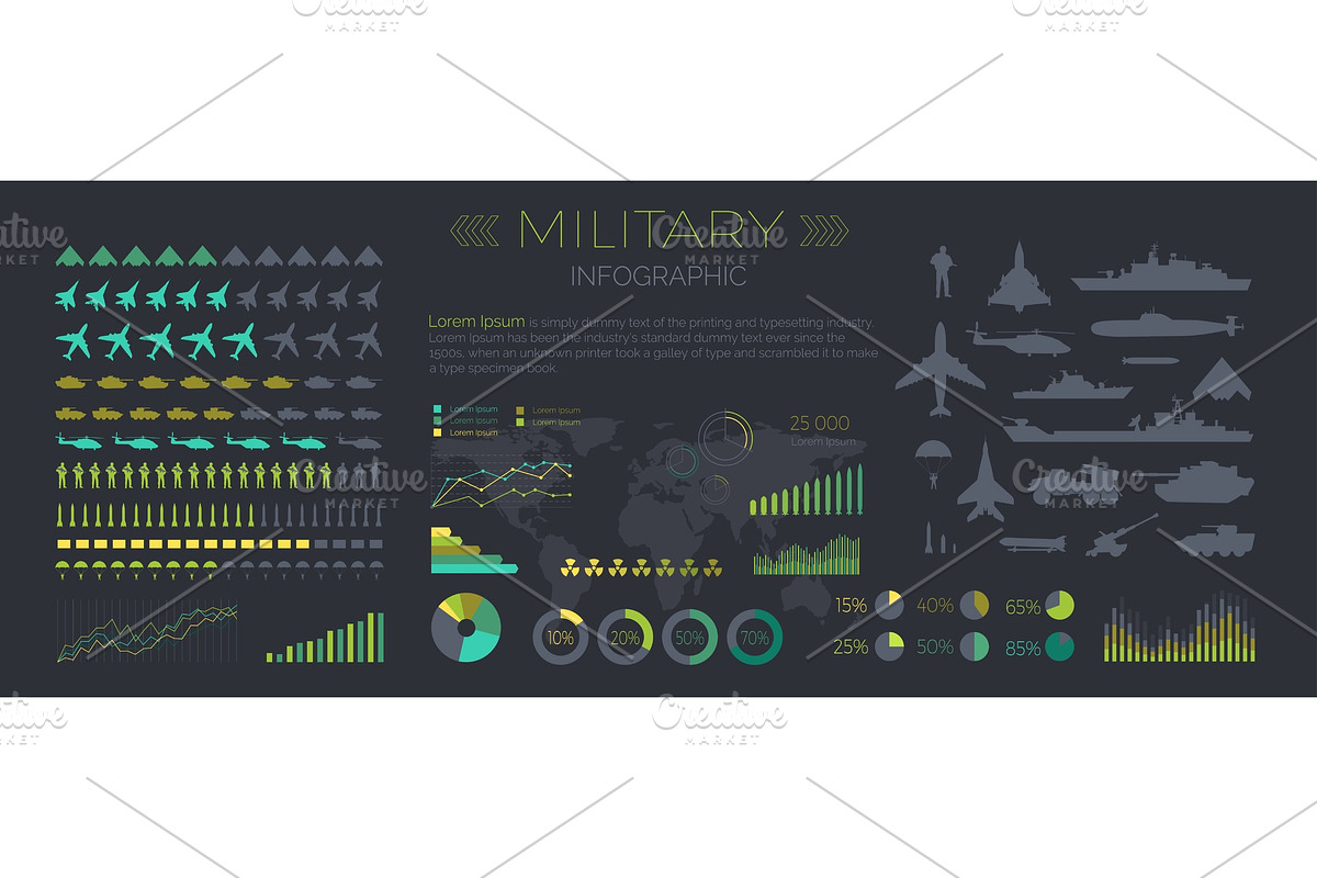 Military Infographics Flat Vector in Illustrations - product preview 8