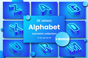 Blue Alphabet Isometric Design