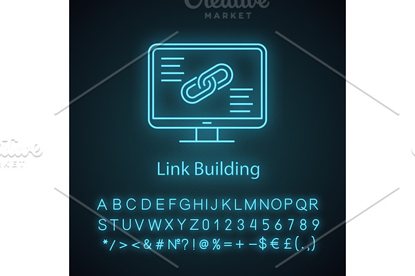 Link building neon light icon