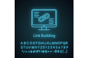 Link building neon light icon
