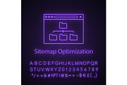 Sitemap optimization neon light icon