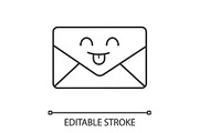 Smiling email character linear icon
