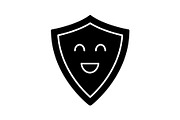 Smiling shield glyph icon