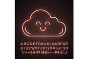 Smiling cloud neon light icon