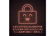 Smiling padlock neon light icon