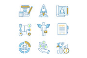 Startup color icons set