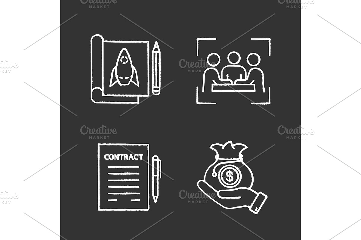 Startup chalk icons set in Icons - product preview 8