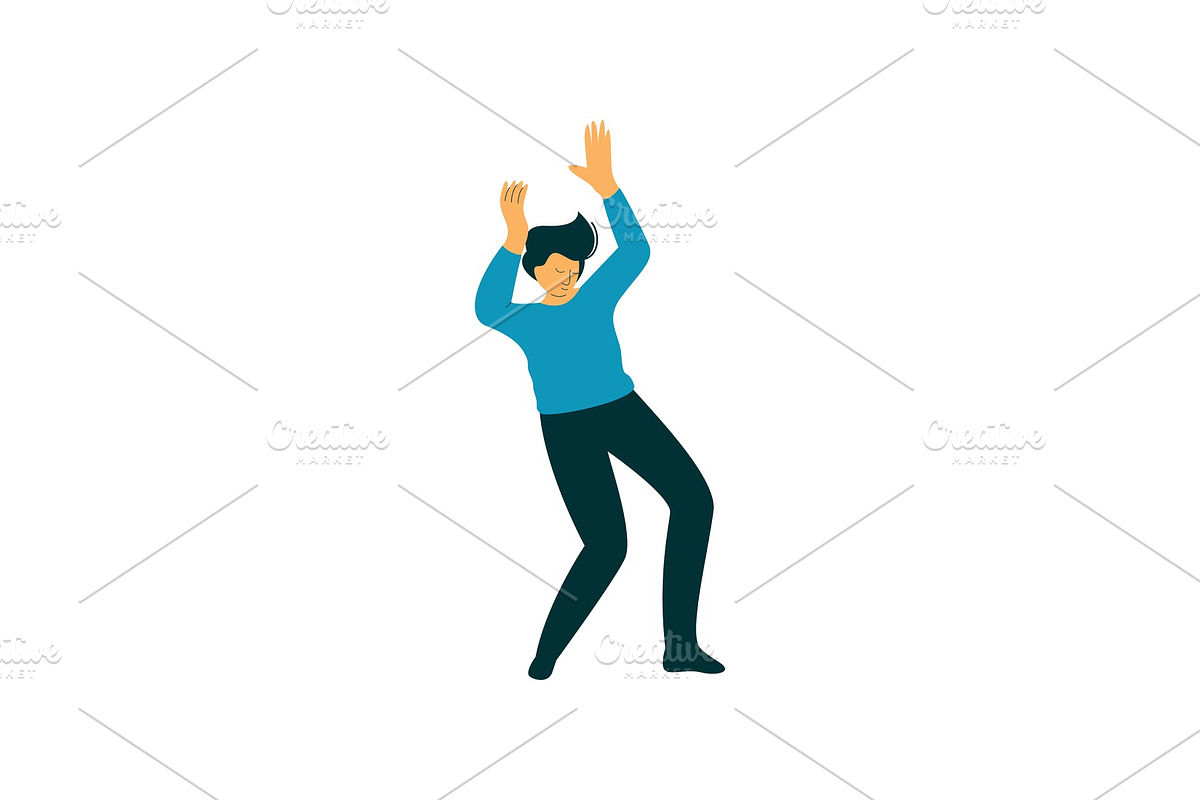 Young Man Dancing Wearing Casual in Illustrations - product preview 8