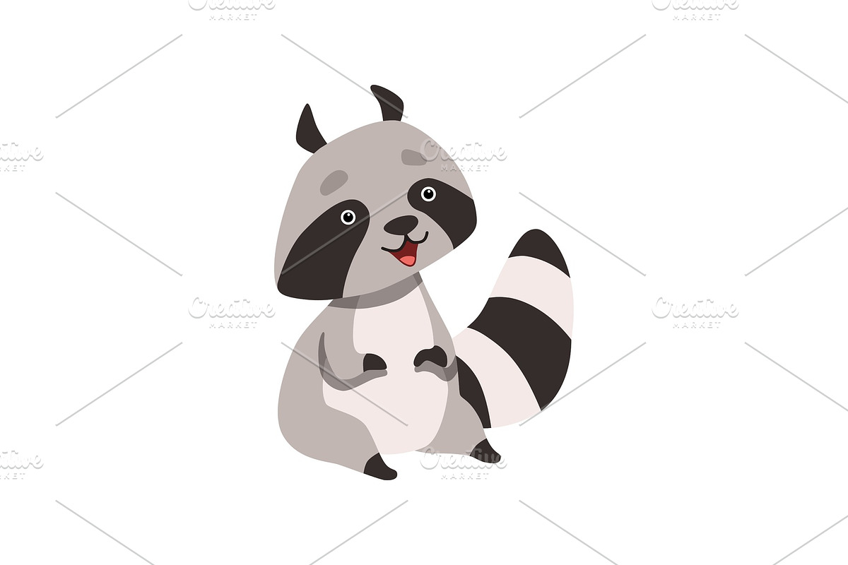 Cute Funny Raccoon, Smiling in Illustrations - product preview 8