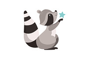 Cute Raccoon with Star, Funny