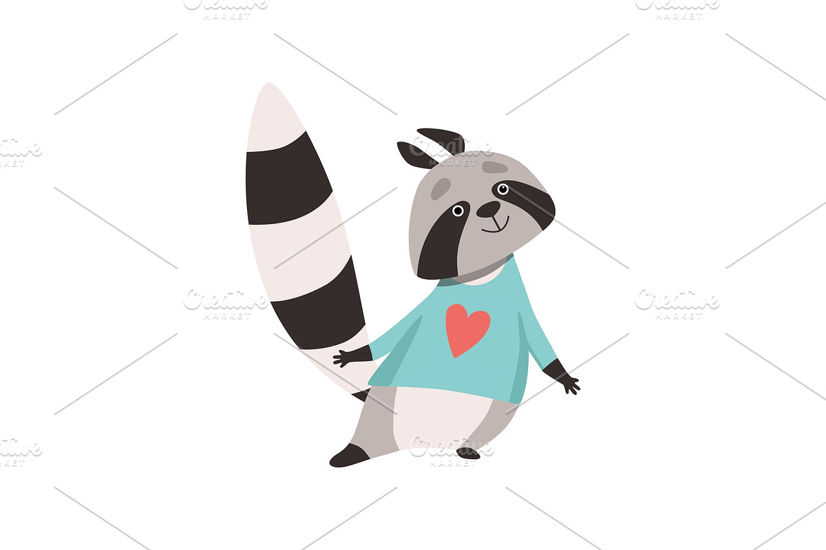 Cute Raccoon Wearing Longsleeve in Illustrations - product preview 8