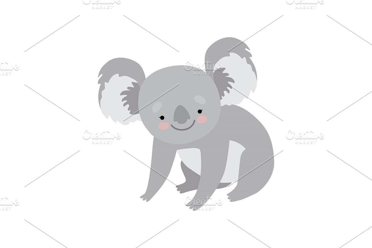 Cute Koala Bear, Lovely Grey Animal in Illustrations - product preview 8