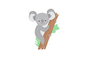 Cute Koala Bear Climbing Tree