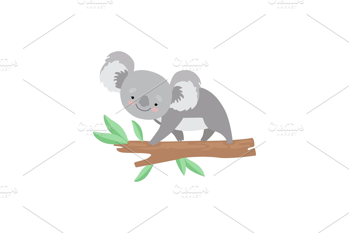 Cute Koala Bear Climbing on Tree in Illustrations - product preview 8