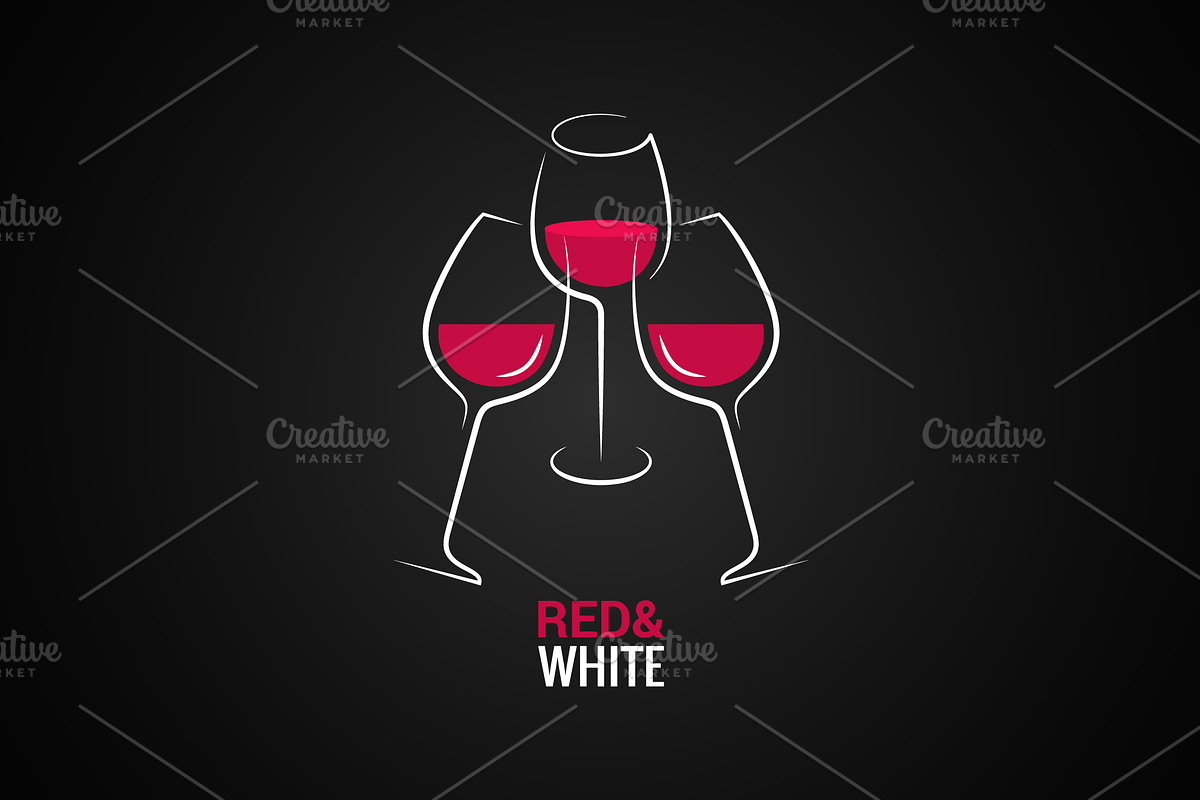 Wine toasting logo. Red and white. in Objects - product preview 8