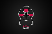 Wine toasting logo. Red and white.