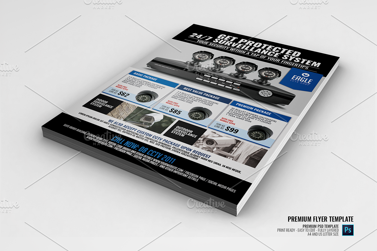 Security Camera Package Flyer in Flyer Templates - product preview 8