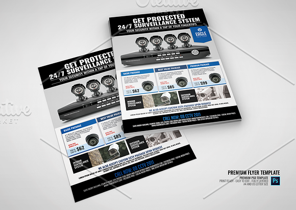 Security Camera Package Flyer in Flyer Templates - product preview 2
