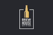 Beer bottle logo. Brew house icon.