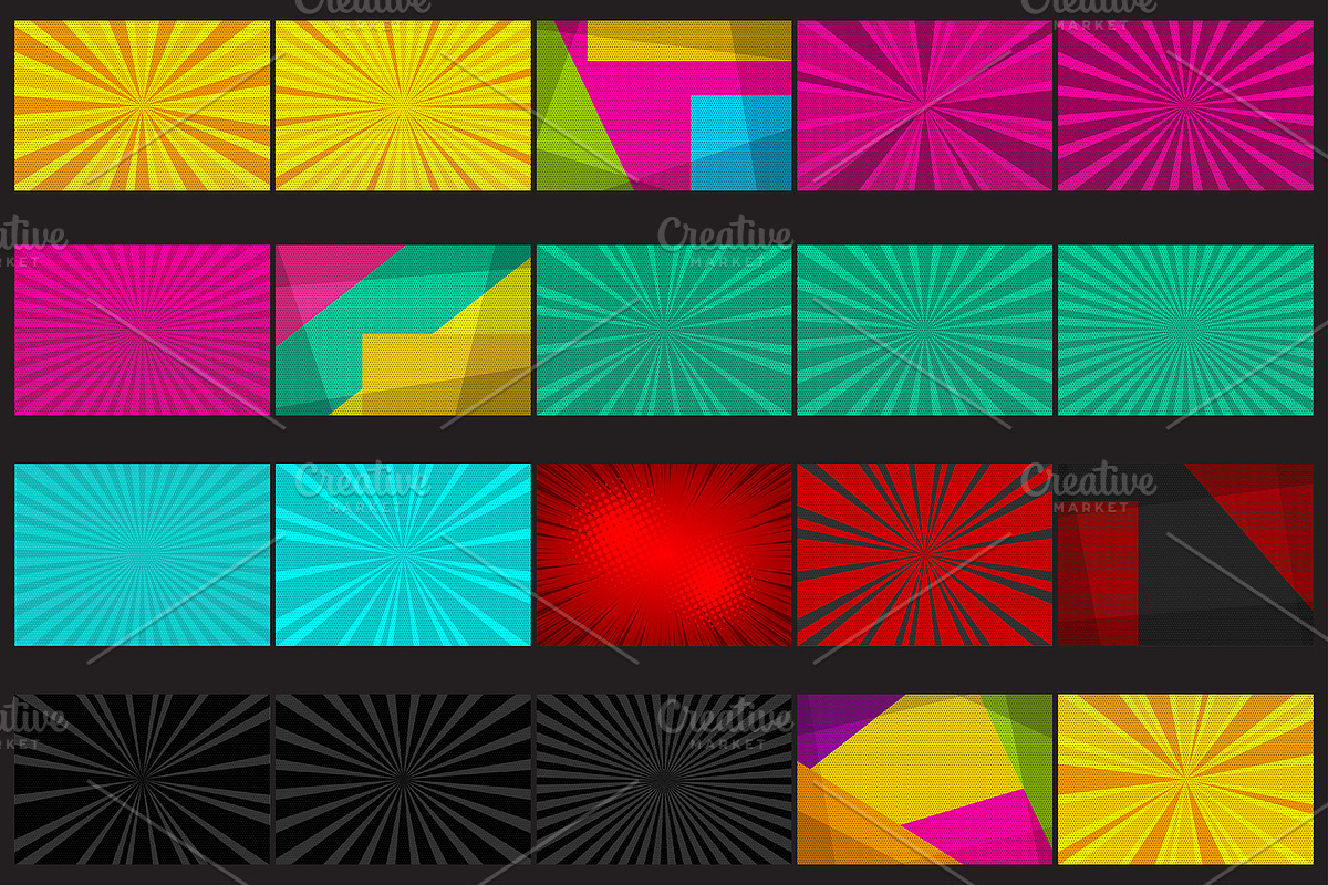 SET 20-BOOM! Pop Art backgrounds in Illustrations - product preview 8