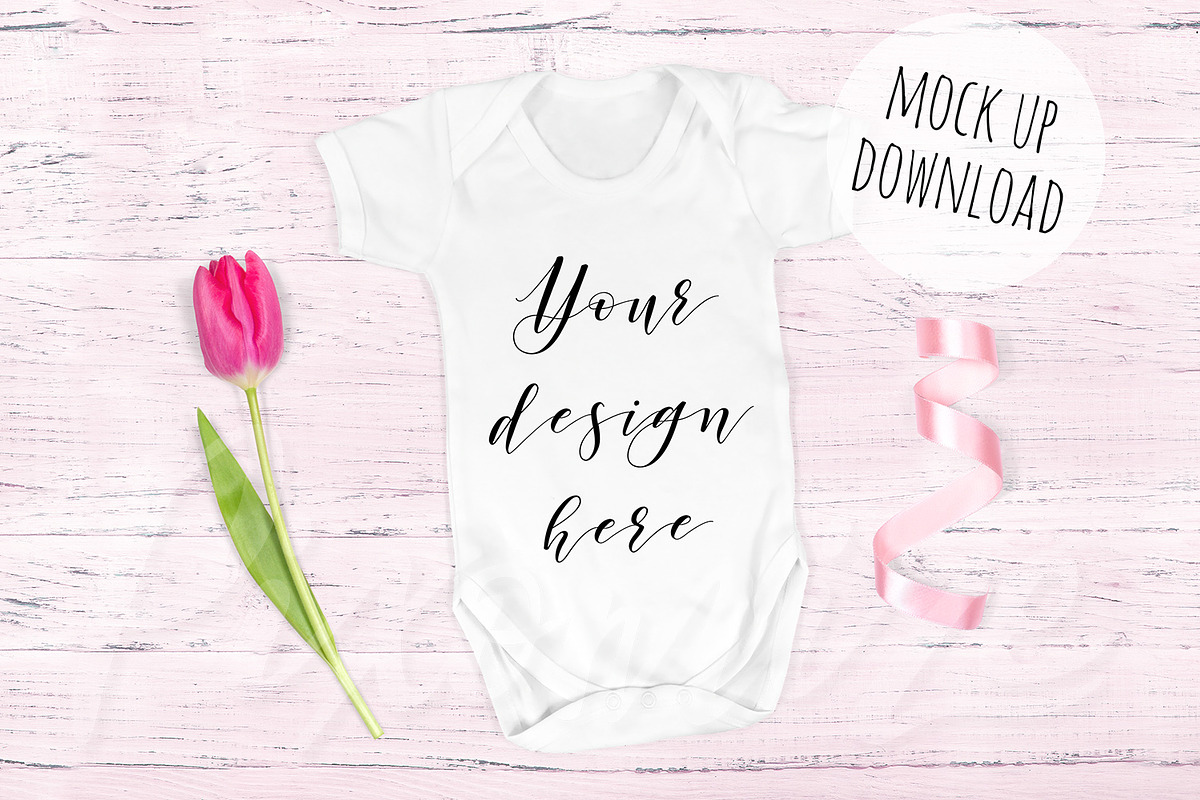 Girly Baby Grow Mockup in Product Mockups - product preview 8