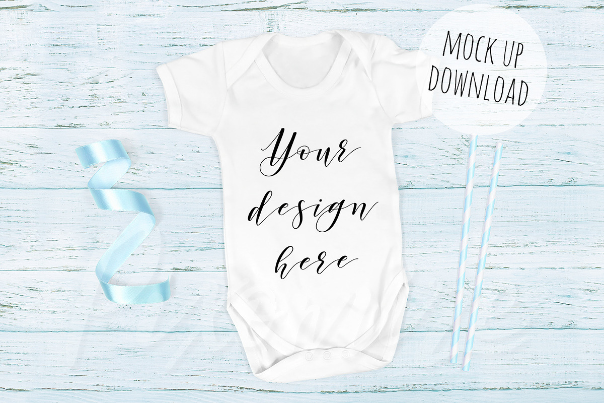 Blue Baby Onesie Mockup in Product Mockups - product preview 8