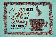 60 Coffee Beans PNG Shapes