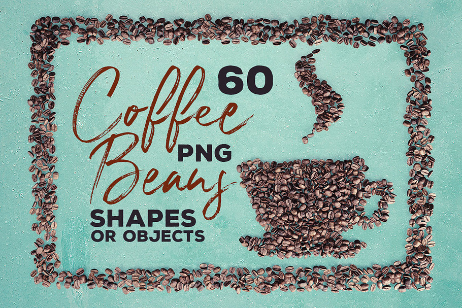 60 Coffee Beans PNG Shapes