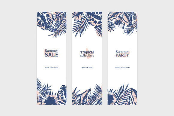 Tropical leaves backgrounds in Illustrations - product preview 12