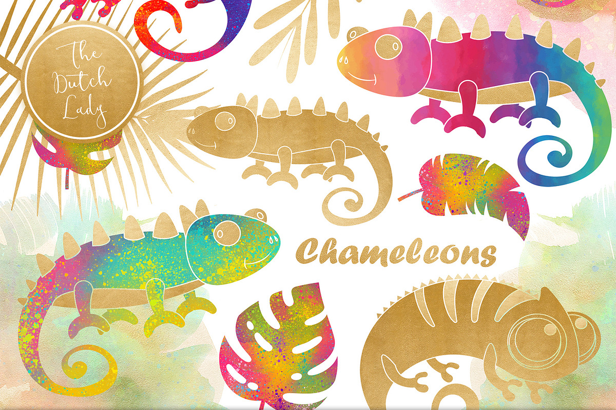 Chameleon Clipart Set in Illustrations - product preview 8