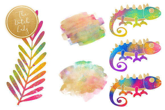 Chameleon Clipart Set in Illustrations - product preview 4