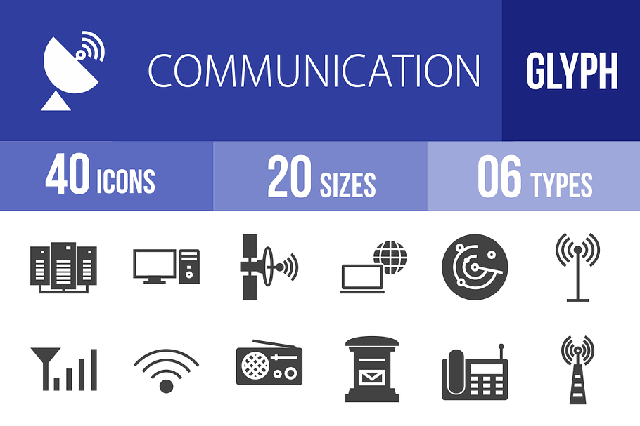 40 Communication Glyph Icons