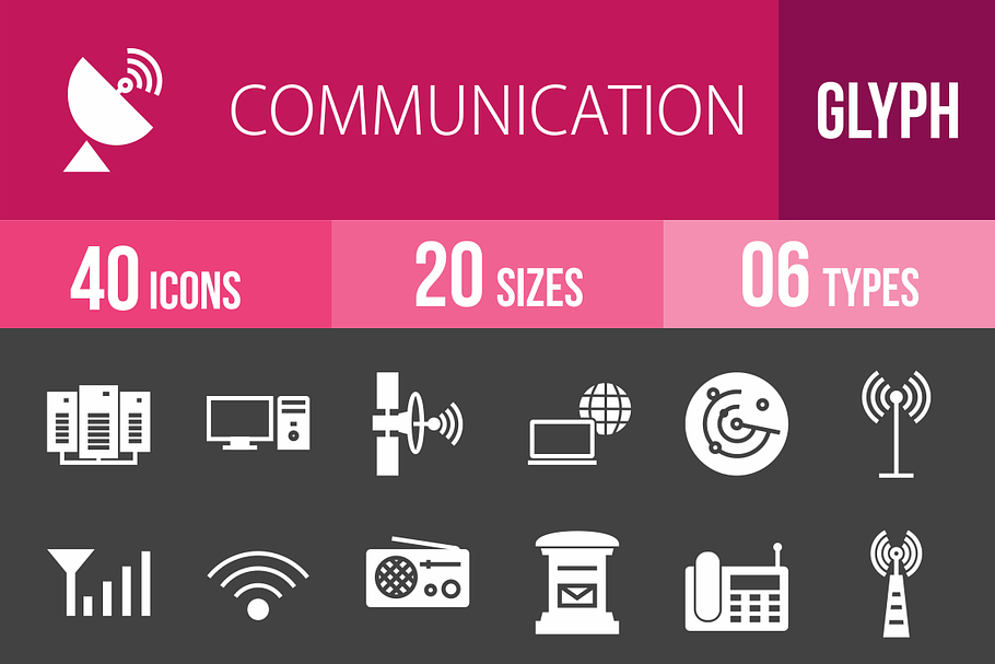 40 Communication Glyph Inverted Icon