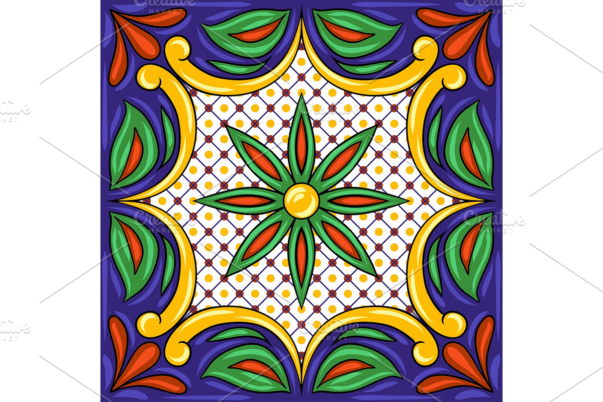 Mexican talavera ceramic tile in Patterns - product preview 8