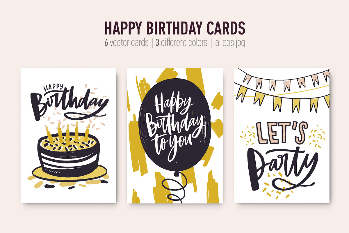 Happy Birthday cards in Illustrations - product preview 8