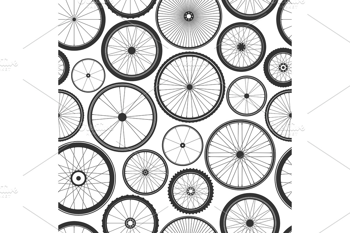 Bicycle wheel seamless pattern. Bike in Illustrations - product preview 8