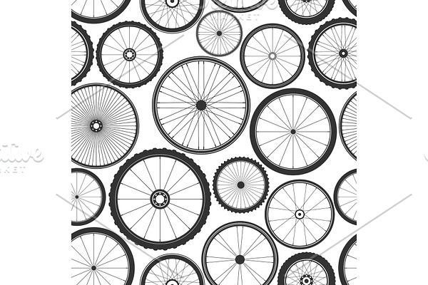 Bicycle wheel seamless pattern. Bike