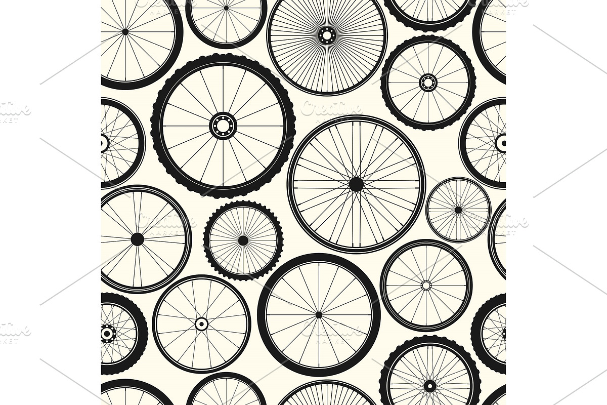 Bicycle wheel seamless pattern. Bike in Illustrations - product preview 8