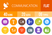 40 Communication Flat Round Icons