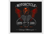 Vintage motorcycle print. Monochrome