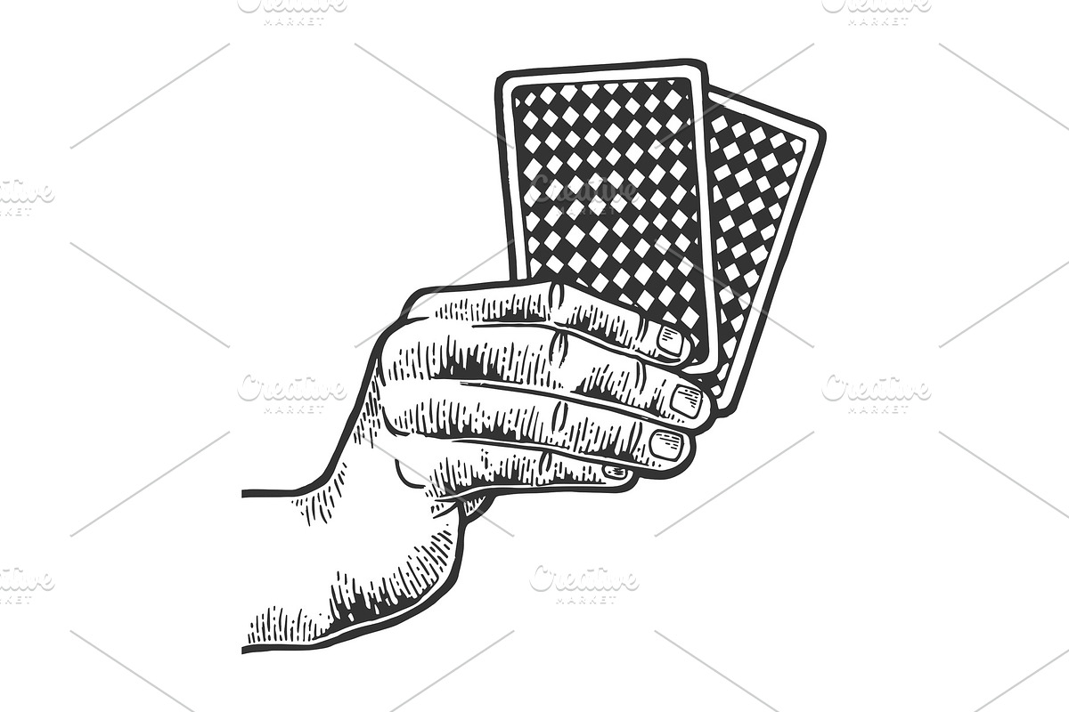 Hand with playing cards sketch in Illustrations - product preview 8