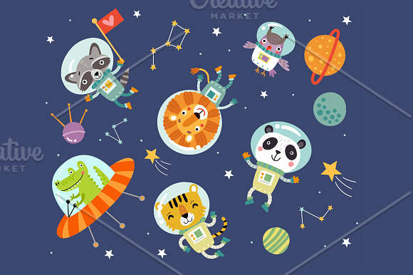 Space. Characters and pattern. in Illustrations - product preview 1
