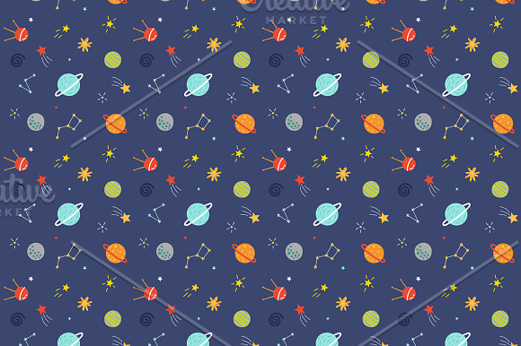 Space. Characters and pattern. in Illustrations - product preview 3
