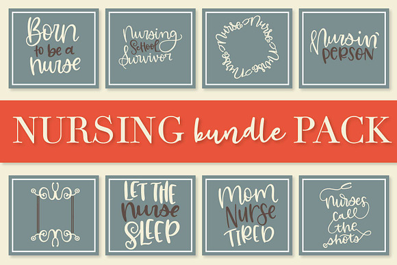 Nurse Bundle - Hand Lettered Designs in Illustrations - product preview 1